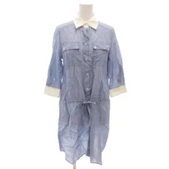 ボナジョルナータ BUONA GIORNATA シャツワンピース S 青 ブルー ストライプ柄 シャツ襟 ひざ丈 七分袖 /SJ ■GY58のサムネイル
