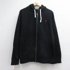 XL/古着 ラルフローレン 長袖 ブランド フルジップ スウェット パーカー メンズ ワンポイントロゴ 大きいサイズ ブラック 26jul28のサムネイル