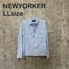 [Y-1047]NEWYORKER 뉴요커 XL사이즈 스트라이프 긴팔 셔츠 블루 코튼 워크 셔츠 캐주얼