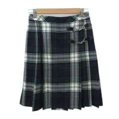 スコッチハウス SCOTCH HOUSE プリーツスカート 36 紺 ネイビー チェック柄 ひざ丈 /YS36 ■GY44のサムネイル