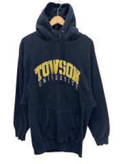 STEVE＆BARRYS カレッジ系 刺繡パーカー フーディー TOWSON タウソン大学 RW型 古着 L ブラック メンズ/028