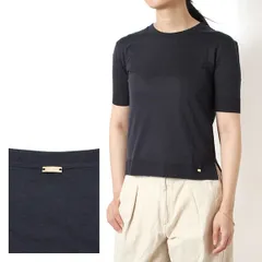 26SSモデル ヘルノ HERNO レディース ニットTシャツ メタルロゴプレート付き【9200 NAVY】 JG000223D 52056 9200/【2026SS】l-topsのサムネイル