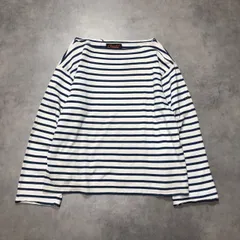GQ6354◇OUTIL : フランス製 TRICO AAST◇1◇白系 ウティ トリコア ビッグシルエット ボーダーバスクシャツ 長袖のサムネイル