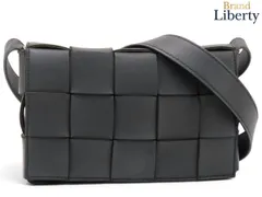 【美品】ボッテガ ヴェネタ BOTTEGA VENETA イントレチャート スモール カセット クロスボディバッグ 斜め掛け ショルダーバッグ ショルダーポーチ ポシェット ポーチ ブラック ラムレザー 730848のサムネイル