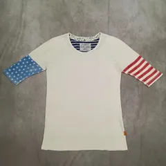 KRIFF MAYER クリフメイヤー 5分袖 カットソー Tシャツ M 星条旗 柄 ウォッシュ ロゴタグ コットン100% メンズ レディース ユニセックス 古着 【1222】のサムネイル
