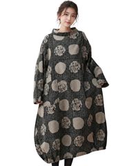 [Green Pachira] Japanese Style Dress for Women, Autumn, Winter, Spring, Long Sleeves, Loose Fit, Oversized, Free Size, Slimming Effect, Figure-Flattering, Long, Stylish, Adult, Cotton, Balloon Shape, Layering, Versatile, Women's Clothing, Senior, Petite [Beige] [Free Size] [Standard]