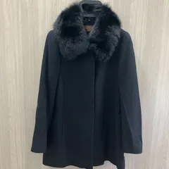 【441301119510】中古/現状品 BALMAIN PARIS バルマン ピュアカシミヤ コート ファー付き ブラック 黒 ロゴ裏地のサムネイル