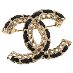 シャネル/CHANEL ココマーク ブローチ B22S メタル/レザー ゴールド