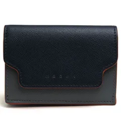 マルニ／MARNI 財布 ウォレット レディース 女性 女性用レザー 革 本革 ネイビー 紺  PFMOW02U23LV520 Z326T TRUNK TRIFOLD トランク トリフォールドウォレット 三つ折りのサムネイル