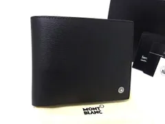 ■新品■未使用■ MONT BLANC モンブラン レザー 二つ折り 財布 ウォレット 札入れ カード入れ ブラック系 FX9690のサムネイル