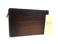 ■新品■未使用■ PRARE プレリー クロコダイル型押しレザー 二つ折り 財布 ウォレット 札入れ 小銭入れ ブラウン系 BT6476のサムネイル