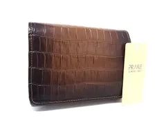 ■極美品■ PRARE プレリー クロコダイル型押しレザー 二つ折り 財布 ウォレット 札入れ 小銭入れ ブラウン系 BT6475のサムネイル