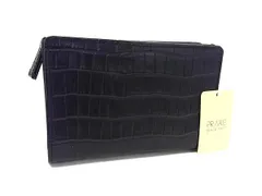 ■美品■ PRARE プレリー クロコダイル型押しレザー 二つ折り 財布 ウォレット 札入れ 小銭入れ ブラック系 BT6474のサムネイル