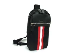 ■新品同様■ BALLY バリー トーランド ナイロン×レザー クロスボディ ショルダーバッグ ボディバッグ ブラック系×レッド系 FY3343のサムネイル