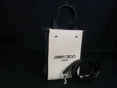 ■新品■未使用■ JIMMY CHOO ジミーチュウ Mini N/S キャンバス 2WAY ハンドバッグ ショルダー アイボリー系×ブラック系 HE1696のサムネイル