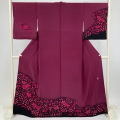 たんす屋 TANSU-YA 着物 訪問着 赤紫 フォーマル セミフォーマル ぼかし ちりめん 辻が花 翠山 徳永憲蜂 袷 絹 未洗い 【身丈】164cm【裄丈】68cm 7650004377900のサムネイル