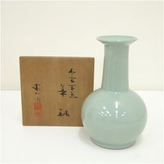 京焼〉 宮永東山（二代目） 【華瓶】 (青磁花瓶) - メルカリ