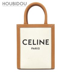 セリーヌ CELINE 2WAYバッグ ミニ バーティカル カバ キャンバス レザー ナチュラル×タン ゴールド金具 アイボリー 茶 ハンドバッグ ショルダー 193302 【保存袋】【中古】のサムネイル