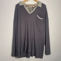 Christian Lacroix クリスチャンラクロワ AIR FRANCE 長袖カットソー スキッパー Vネック オーバーサイズ モード グレー　NC32のサムネイル