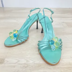 GINZA Kanematsu/銀座かねまつ サンダル 23cm D 水色 ライトブルー ストラップ ビジュー飾り ハイヒール レディース[OK04810]のサムネイル