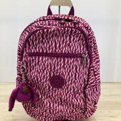 美品 KIPLING/キプリング リュックサック/デイパック パープル×ホワイト 総柄 モンキーチャーム付き レディース[OA05627]のサムネイル
