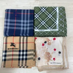 美品 まとめて4点セット BURBERRY/Burberrys ハンカチ ノバチェック/ホースロゴ/花柄 ベージュ/ネイビー/カーキ[OR03183]のサムネイル