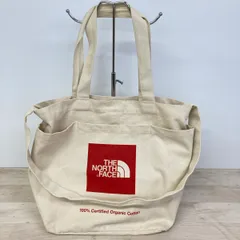 美品 THE NORTH FACE/ザ・ノース・フェイス トートバッグ オーガニックコットン アイボリー/生成り レッドロゴ 2WAY ショルダ-[OM03736]のサムネイル