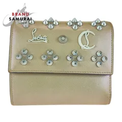 美品 Christian Louboutin クリスチャンルブタン スタッズ ルビフォールドウォレット ベージュ 折財布 コンパクトウォレット 505927【中古】のサムネイル