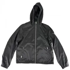 プラダ ブルゾン メンズ トライアングルロゴ フード付き ジャケット アウター PRADA 52 SGA466 ブラック 黒 シルバー金具 ポリエステル    春 秋 美品【中古品】のサムネイル