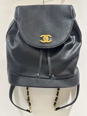 CHANEL シャネル トリプルココ リュックサック バックパック 巾着型 黒 ゴールド金具 キャビアスキン 傷あり　S2007のサムネイル
