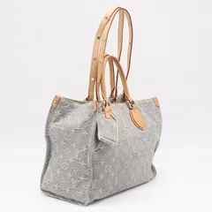 ★3日以内返品可★ 美品 LOUIS VUITTON ルイ・ヴィトン モノグラム デニム オンザゴーMM ウォッシュドグレー M13189 2wayハンドバッグ ブルー ベージュ コットン レディースのサムネイル