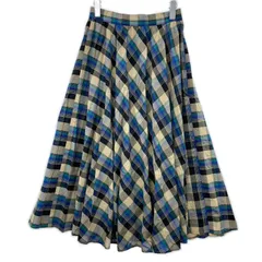 OFUON オフオンロングスカート size38/ベージュ×ブラック×ブルーのサムネイル