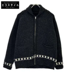 NIGEL CABOURN　ナイジェルケーボン　8045ー00ー40000 ブラック×ホワイト ジップアップニットジャケット　46のサムネイル