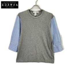 COMMEdesGARCONS SHIRT　コムデギャルソンシャツ　S20101 グレー フランス製 ストライプ 切り替えカットソー　Sのサムネイル