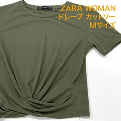 ZARA WOMAN ドレープ カットソー M カーキ 半袖 ストレッチ ザラ #26-0306のサムネイル
