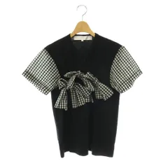 タオ コムデギャルソン TAO COMME des GARCONS ギンガムリボン 半袖 カットソー Tシャツ S 黒 ブラック 白 ホワイト グレー TK-T022 /CX ■OSのサムネイル