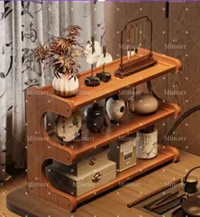 木製 3 段卓上ラック E 型力学構造 卓上収納棚 デスクシェルフ 小物整理  50cm × 20cm ×  36cmのサムネイル