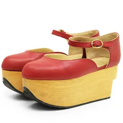 【美品】Vivienne Westwood ヴィヴィアンウエストウッド パンプス ロッキンホースベイビー サイズ 3 レディース レザー ウッドソール 厚底 シューズ 靴 レッド 赤 英国製のサムネイル