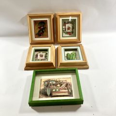 5点 まとめ商品 立体アート ツールボックス シャドーボックス 野菜 果物 額入り ３Dアート 現状品