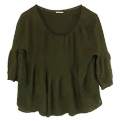 mina perhonen ミナペルホネン Ls8643 ombrage オンブラージュ リブフレアブラウス セーター グリーン系 1【中古】のサムネイル