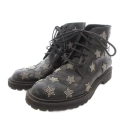 イヴサンローラン YVES SAINT LAURENT ショートブーツ レースアップ スター レザー 38 黒 ブラック /FF ■GY74のサムネイル