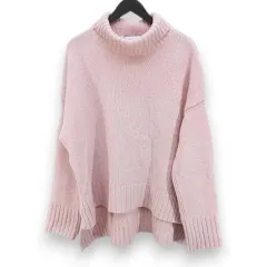 セブンテンバイミホカワヒト SEVEN TEN by MIHO KAWAHITO 長袖 ニット セーター タートルネック カシミヤ混 S ピンク系 日本製 リブ 毛 ウール 無地のサムネイル