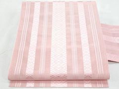 未使用品 正絹 紗 博多織 献上柄 夏帯 名古屋帯 着物 350 ピンク 桜色
