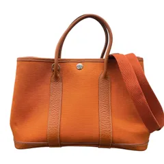 HERMES 美品 エルメス ガーデンパーティTPM 2way トートバッグ ショルダーバッグ トワルオフィシエ キャンバス レザー オレンジ ハンドバッグ レディース メンズ ユニセックス ABランク 中古 鑑定済 エルメスバッグのサムネイル