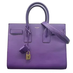 SAINT LAURENT 希少 極美品 サンローラン サック ド ジュール スモール 2way トートバッグ ショルダーバッグ 355153 レザー パープル ゴールド金具 ハンドバッグ ビジネスバッグ Aランク 鑑定済 中古のサムネイル
