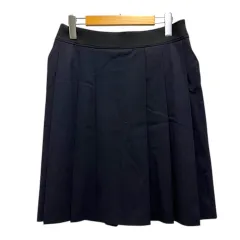 キトン Kiton スカート フレア プリーツ ウール混 無地 ひざ丈 42 紺 ネイビーのサムネイル