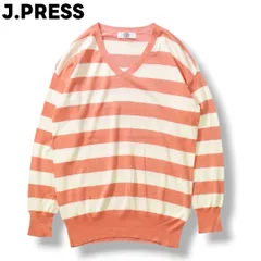 【上質】 ジェイプレス J.PRESS 薄手 ボーダー柄 シルク混 スプリングニット セーター M♪のサムネイル