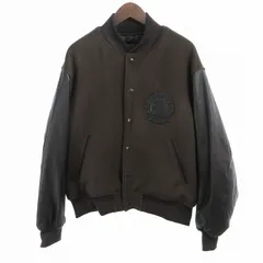 メンズビギ MEN'S BIGI 25AW 50th Anniv 中田慎介 3 WOOL MELTON STADIUM JAMPER スタジャン 中綿 バーシティジャケット ブルゾン レザー 羊革 ウール M0154FJM701 ブラウン ブラックのサムネイル