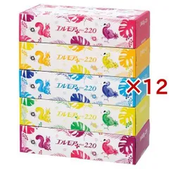 【新品・未開封品】エルモア プラスティシュー (220組×5個)×12パック ボックスティッシュのサムネイル