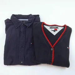 トミーヒルフィガー Vネックカーディガン 半袖シャツ 2点セット トップス まとめて メンズ Lサイズ TOMMY HILFIGER 【中古】のサムネイル